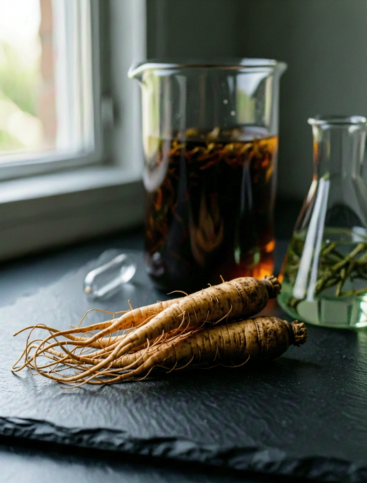 Naturalny korzeń roślinny w warunkach laboratoryjnych